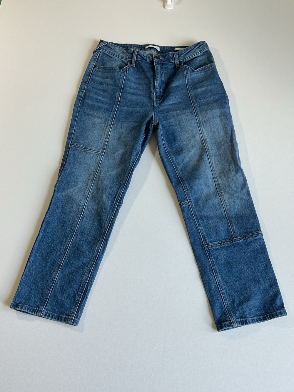 Cleo + Wolf High Rise Straight Leg Jeans Women's 30x27 Medium Wash Stretch Denim
